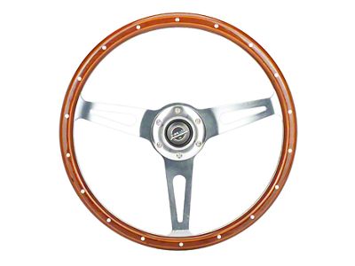 NRG Innovations Classic Wood Grain 380mm Steering Wheel with 18-Rivets; Mahogany (Universal; Some Adaptation May Be Required)