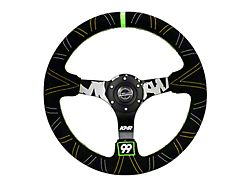 NRG Innovations Kyle Mohan Signature 350mm Steering Wheel; Black Suede (Universal; Some Adaptation May Be Required)