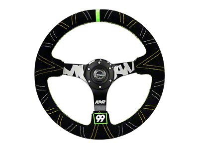 NRG Innovations Kyle Mohan Signature 350mm Steering Wheel; Black Suede (Universal; Some Adaptation May Be Required)