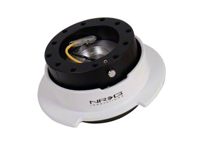 NRG Innovations 2.5 Steering Wheel Hub Quick Release; Black Body with White Ring (Universal; Some Adaptation May Be Required)