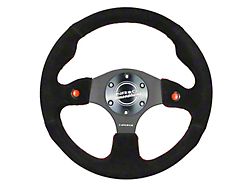 NRG Innovations 320mm Dual Button Steering Wheel; Black Suede (Universal; Some Adaptation May Be Required)
