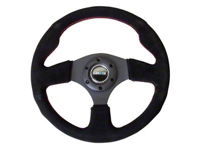 NRG Innovations 320mm Racing Steering Wheel; Black Suede with Red Stitching (Universal; Some Adaptation May Be Required)