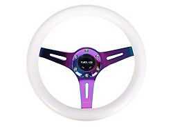 NRG Innovations Classic Wood Grain 310mm Steering Wheel; Neochrome and White (Universal; Some Adaptation May Be Required)