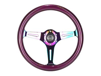 NRG Innovations Classic Wood Grain 350mm Steering Wheel; Neochrome and Purple Pearl (Universal; Some Adaptation May Be Required)