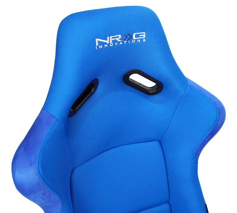 NRG Innovations Mustang Large Bucket Seat; Blue Cloth FRP-300BL