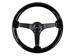 NRG Innovations Wood Grain 350mm 3-Inch Deep Dish Steering Wheel; Black (Universal; Some Adaptation May Be Required)