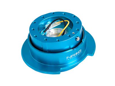 NRG Innovations 2.5 Steering Wheel Hub Quick Release; Blue Body with Titanium Chrome Ring (Universal; Some Adaptation May Be Required)