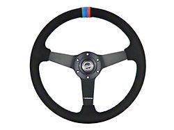 NRG Innovations 350mm Flat Steering Wheel; Black Alcantara with M3 Stitching (Universal; Some Adaptation May Be Required)
