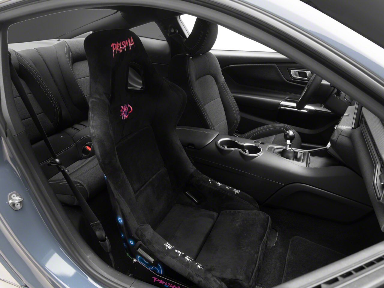 NRG Innovations Mustang Dragon Large Bucket Seat; Black Alcantara