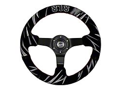 NRG Innovations Jeff Jones Racing Signature 350mm Steering Wheel; Black Suede (Universal; Some Adaptation May Be Required)