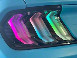 NTXGlow RGB Tail Lights; Black Housing; Clear Lens (15-23 Mustang)