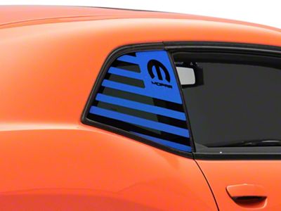 Officially Licensed MOPAR Mopar Flag Quarter Window Decals; Blue (08-13 Challenger)