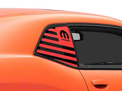 Officially Licensed MOPAR Mopar Flag Quarter Window Decals; Red (08-13 Challenger)