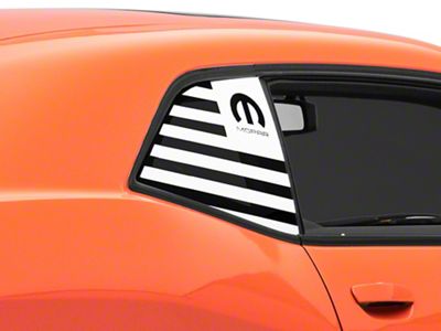 Officially Licensed MOPAR Mopar Flag Quarter Window Decals; White (08-13 Challenger)