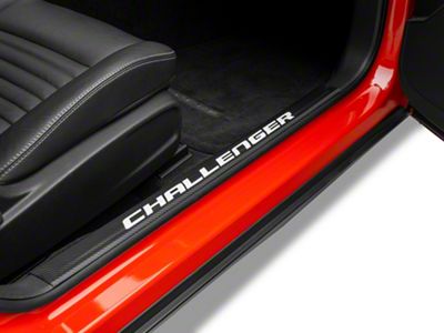 Officially Licensed MOPAR Carbon Fiber Door Sill Decal; White (08-13 Challenger)