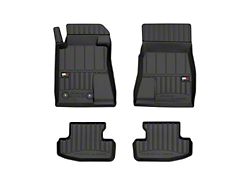 OMAC Premium 3D Front and Rear Floor Liners; Black (15-23 Mustang)