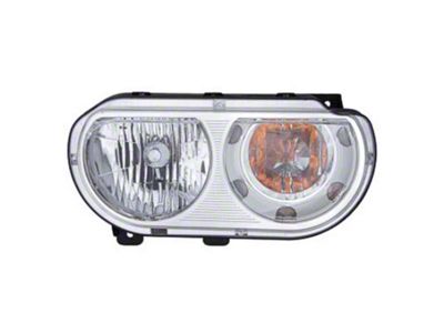 Halogen Headlight; Chrome Housing; Clear Lens; Passenger Side (08-14 Challenger w/ Factory Halogen Headlights)