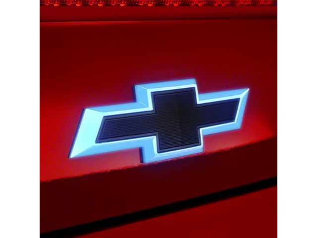 Oracle Illuminated Rear Bowtie Emblem; Gloss Black; Dual Intensity; Blue (14-15 Camaro)