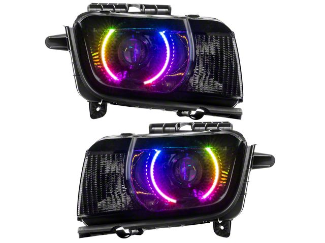 Oracle OE Style Headlights with ColorSHIFT Dynamic LED Halos; Black Housing; Clear Lens (10-13 Camaro w/ Factory Projector/HID Headlights)