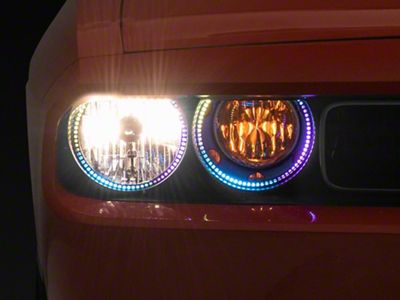 Oracle Dynamic ColorSHIFT OE Style Headlights; Chrome Housing; Clear Lens (08-14 Challenger w/ Factory Halogen Headlights)