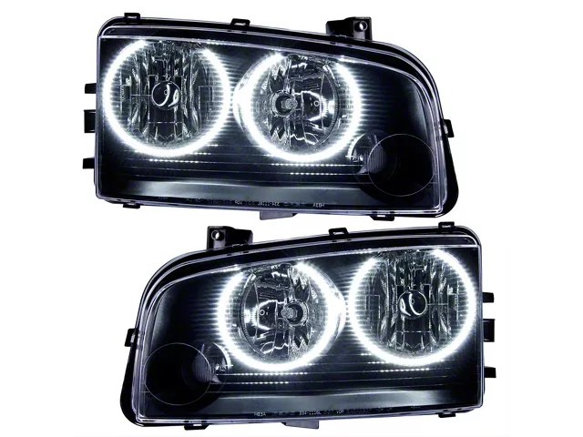 Oracle OE Style Headlights with LED Halo; Black Housing; Clear Lens (06-10 Charger w/ Factory Halogen Headlights)