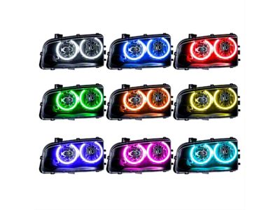 Oracle OE Style Headlights with ColorSHIFT LED Halo; Black Housing; Clear Lens (06-10 Charger w/ Factory Halogen Headlights)