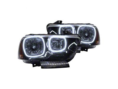 Oracle OE Style Headlights with ColorSHIFT LED Halo; Black Housing; Clear Lens (11-14 Charger w/ Factory Halogen Headlights)