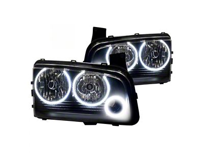 Oracle OE Style Headlights with Triple LED Halo; Black Housing; Clear Lens (06-10 Charger w/ Factory Halogen Headlights)