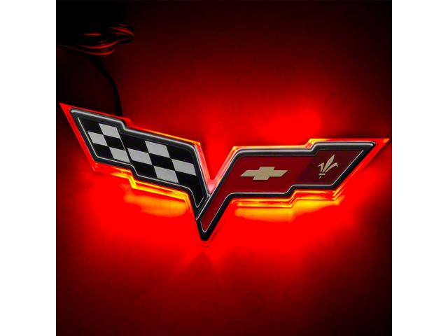 Oracle Illuminated Emblem; Single Intensity; Red (05-13 Corvette C6)