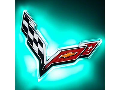 Oracle Illuminated Rear Emblem; Dual Intensity; Aqua (14-19 Corvette C7)