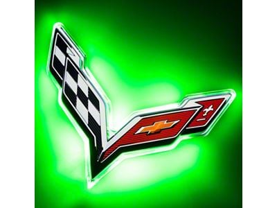 Oracle Illuminated Rear Emblem; Dual Intensity; Green (14-19 Corvette C7)