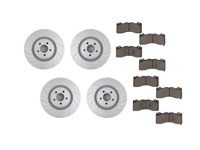 Pedders SportsRyder Brake Rotor and Pad Kit; Front and Rear (15-22 Mustang Standard GT, EcoBoost w/ Performance Pack)