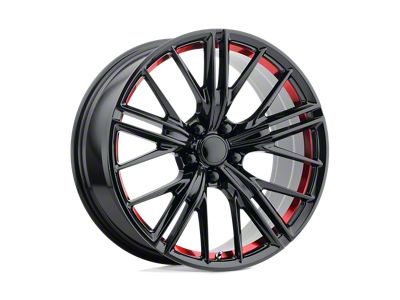 Performance Replicas PR194 Gloss Black with Red Machined Wheel; 20x9; 30mm Offset (16-24 Camaro, Excluding SS w/ 6-Piston Front Calipers & ZL1)