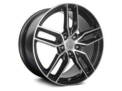 PR160 Gloss Black with Machined Spokes Wheel; 18x8.5; 56mm Offset (97-04 Corvette C5)