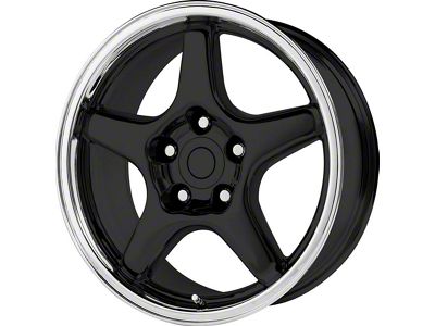 PR103 Gloss Black Machined Wheel; 17x9.5; 38mm Offset (97-04 Corvette C5)
