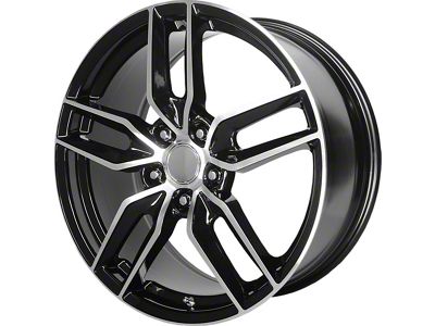 PR160 Gloss Black with Machined Spokes Wheel; 17x8.5; 54mm Offset (97-04 Corvette C5)
