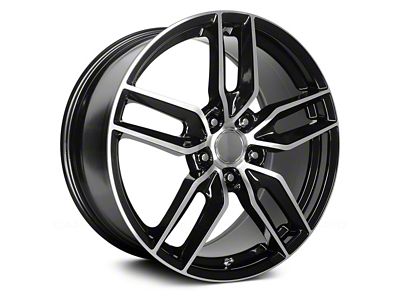 PR160 Gloss Black with Machined Spokes Wheel; 19x10; 56mm Offset (14-19 Corvette C7)