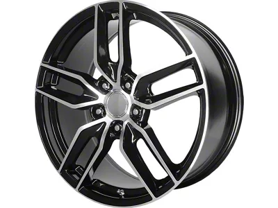 PR160 Gloss Black with Machined Spokes Wheel; Rear Only; 20x10; 79mm Offset (05-13 Corvette C6)