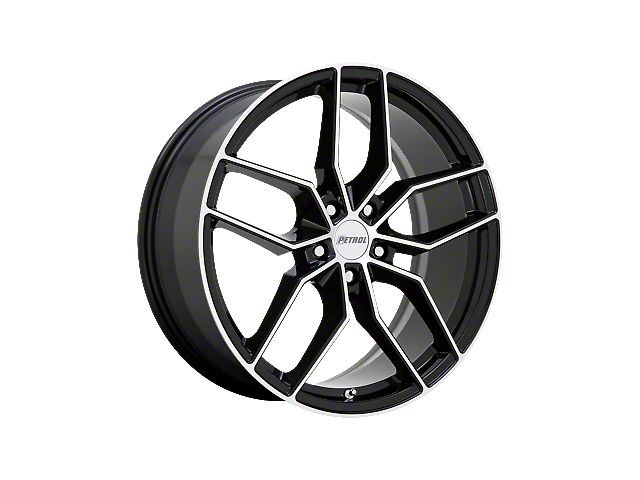 Petrol P5C Gloss Black Machined Wheel; 19x8 (08-23 RWD Challenger, Excluding Widebody)