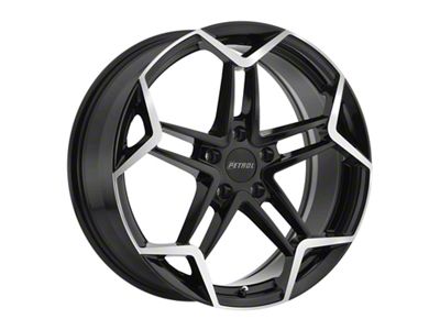 Petrol P1A Gloss Black Machined Wheel; 19x8; 40mm Offset (21-25 Mustang Mach-E)