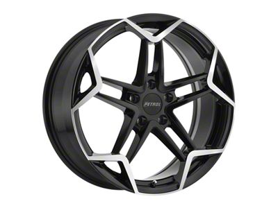 Petrol P1A Gloss Black Machined Wheel; 19x8 (21-24 Mustang Mach-E)