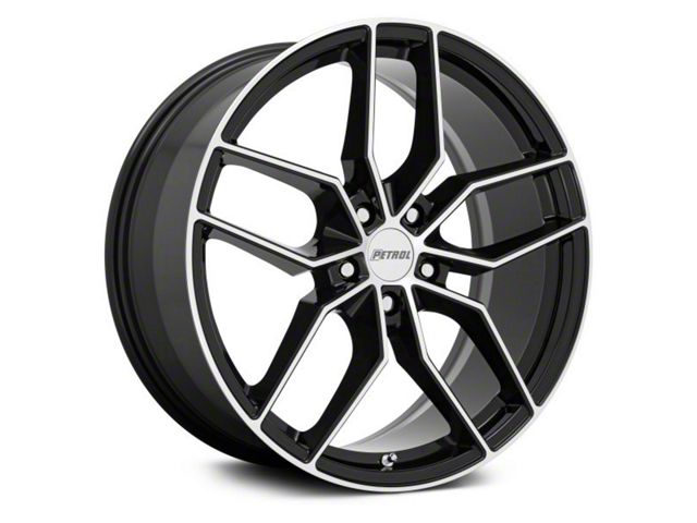 Petrol P5C Gloss Black Machined Wheel; 19x8 (21-24 Mustang Mach-E)