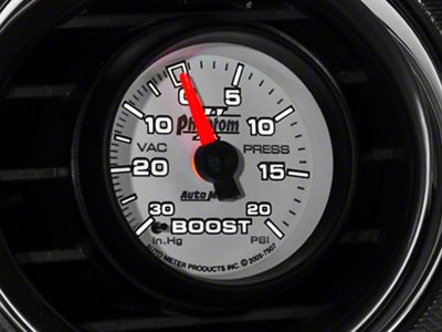 Auto Meter Phantom II Series 2-1/16-Inch Boost/Vacuum Gauge; 30 inHG / 20 PSI; Mechanical (Universal; Some Adaptation May Be Required)