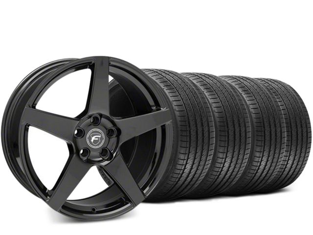 Forgestar CF5 Piano Black Wheel and Sumitomo Maximum Performance HTR Z5 Tire Kit; 19x9.5 (15-23 Mustang GT, EcoBoost, V6)