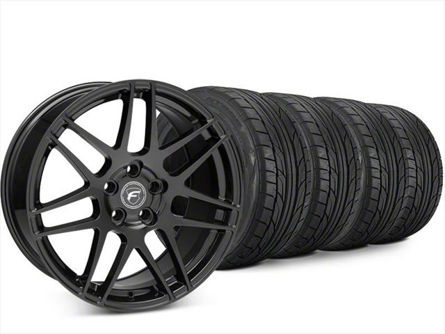 Forgestar F14 Piano Black Wheel and NITTO NT555 G2 Tire Kit; 20x9 (15-23 Mustang EcoBoost w/o Performance Pack, V6)