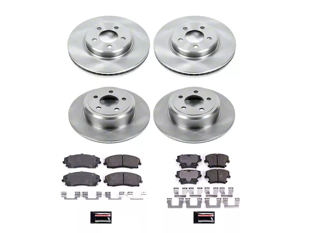 PowerStop OE Replacement Brake Rotor and Pad Kit; Front and Rear (09-23 RWD Challenger SE & SXT w/ Single Piston Front Calipers)