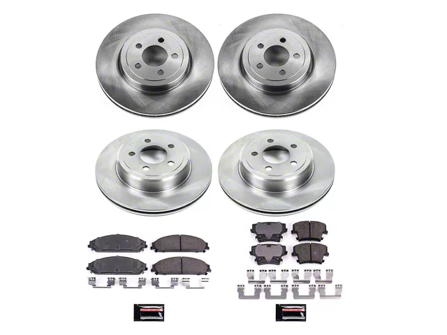 PowerStop OE Replacement Brake Rotor and Pad Kit; Front and Rear (09-23 Challenger GT, R/T, Rallye Redline, SXT & T/A w/ Dual Piston Front Calipers; 2011 Challenger SE w/ Dual Piston Front Calipers)