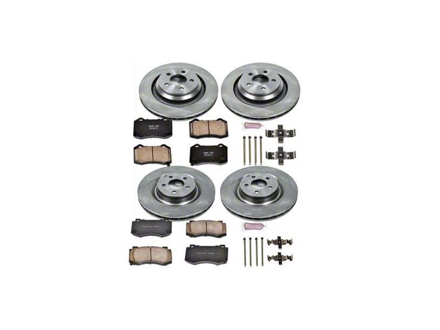 PowerStop OE Replacement Brake Rotor and Pad Kit; Front and Rear (08-21 Challenger 392 Hemi Scat Pack Shaker, GT, R/T, SRT8 & T/A w/ 4-Piston Front Calipers)