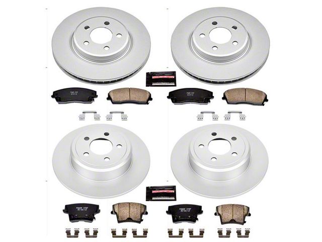 PowerStop Z17 Evolution Plus Brake Rotor and Pad Kit; Front and Rear (09-23 RWD Challenger SE & SXT w/ Single Piston Front Calipers)