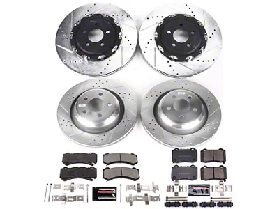 PowerStop Z23 Evolution Sport Brake Rotor and Pad Kit; Front and Rear (15-20 Challenger R/T 392, R/T Scat Pack, SRT 392, SRT Hellcat, SRT Super Stock & T/A 392 w/ 6-Piston Front Calipers)